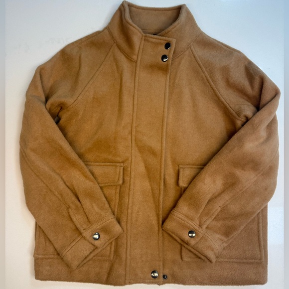 BANANA REPUBLIC Brushed Melton Pocket Short Jacket in Camel Size Petite XXS - Picture 8 of 15